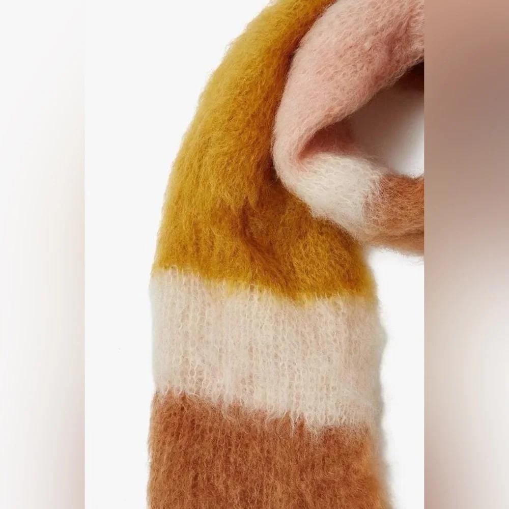 CHAN LUU Designer Chai Tea Color Block Mohair Scarf EUC